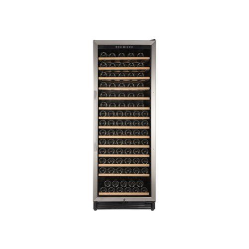 Holds up to 149 bottles.

Temperature range 40 to 65 F.

Soft touch electronic control and display.

LED perimeter display lighting.

Full extension wooden shelves on roller assembly.

Includes security lock.

ADA compliant.